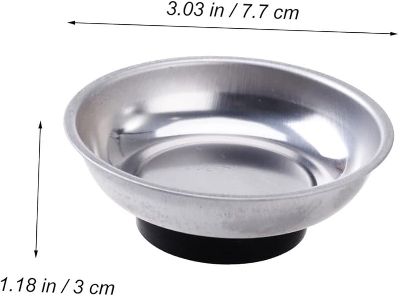 4Pcs Magnetic Stainless Steel Parts Tray Bowl for Tools and Screws Round Holder - Image 2